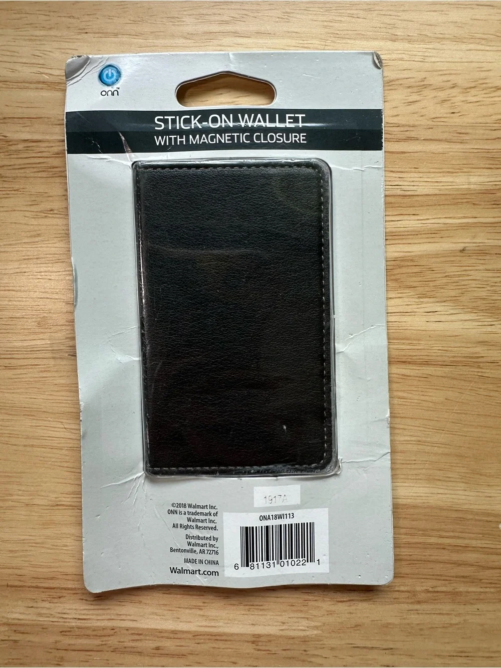ONN. Men’s Stick-On Wallet Phone Case Wallet with magnetic closure – Black